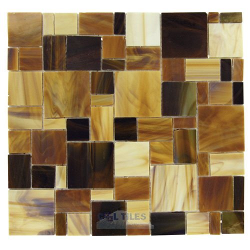 Illusion Glass Tile Cedar Tavern 11 1/4" x 11 3/4" Mesh Backed Sheet in Highland Blend