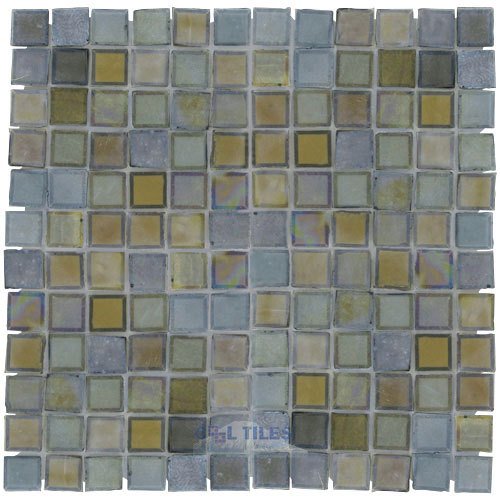 Illusion Glass Tile 1" x 1" Glass Mosaic Tile in Sapphire Buds