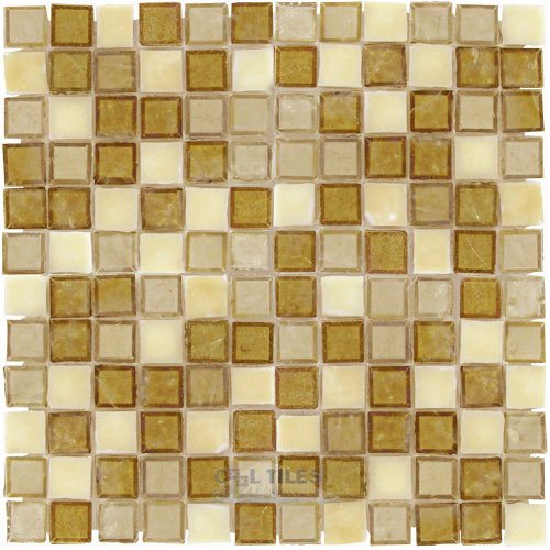 Illusion Glass Tile 1" x 1" Glass Mosaic Tile in Desert Spoon