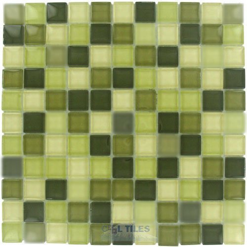 Illusion Glass Tile 7/8" x 7/8" Glass Mosaic Tile With Frosted Glass in Mountain Meadow Blend