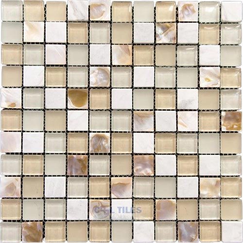 Illusion Glass Tile 1" Mosaic Tile in Pearl Beach