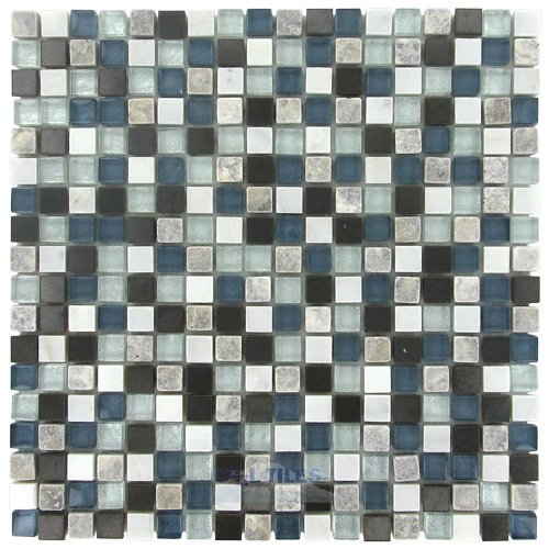 Illusion Glass Tile 5/8" x 5/8" Stone, Glass & Metal Mosaic Tile in Blue Lagoon