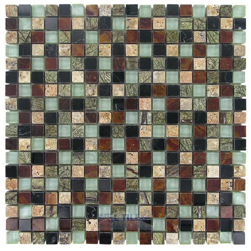 Illusion Glass Tile 5/8" x 5/8" Stone & Glass Mosaic Tile in Lavish