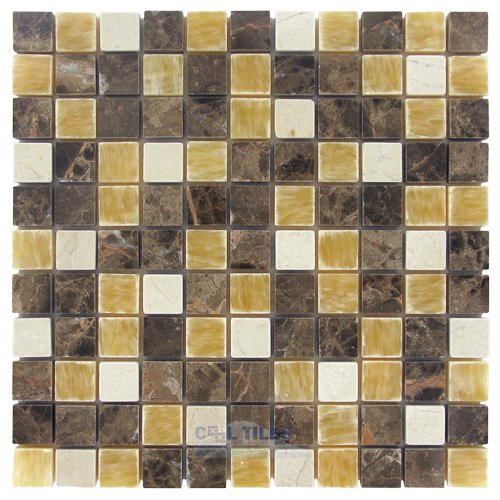 Illusion Glass Tile 1" x 1" Stone Mosaic Tile in Eclair