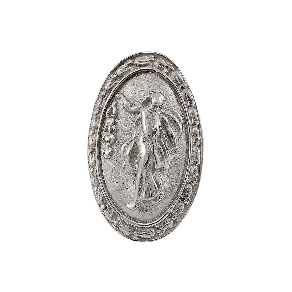Vicenza Hardware Oval Woman Knob with Small Base in Polished Silver