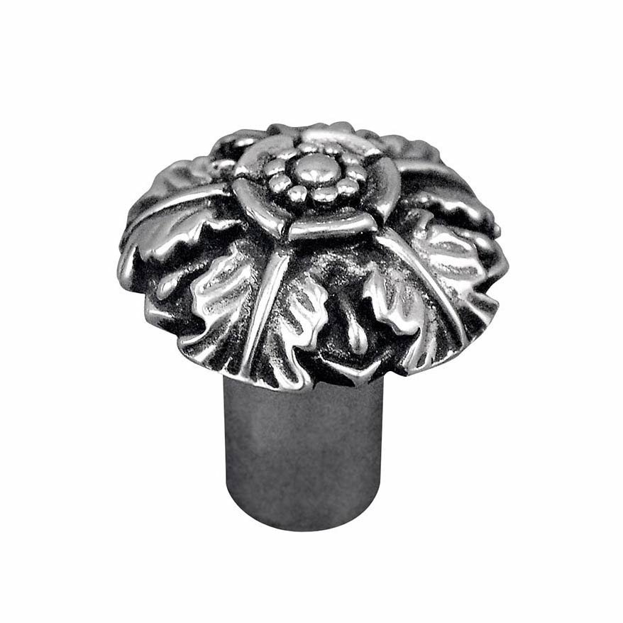 Vicenza Hardware Small Flower Knob 1 1/16" in Antique Silver