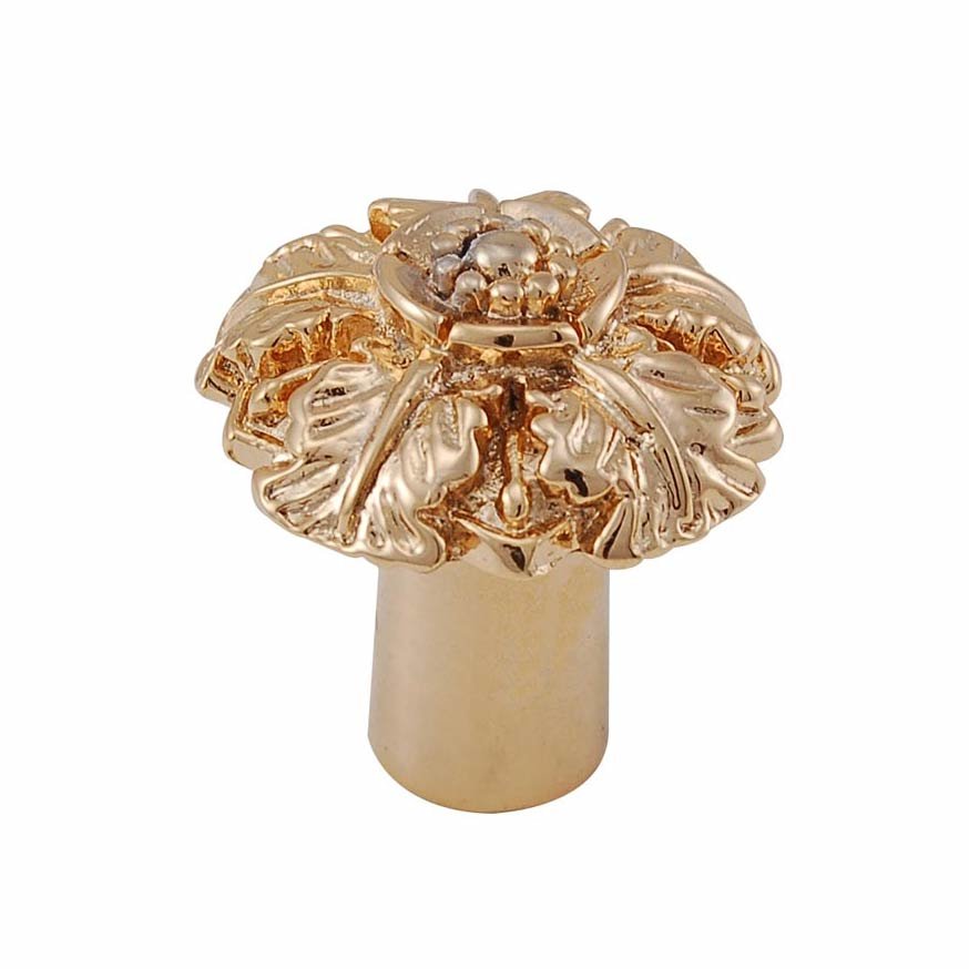 Vicenza Hardware Small Flower Knob 1 1/16" in Polished Gold