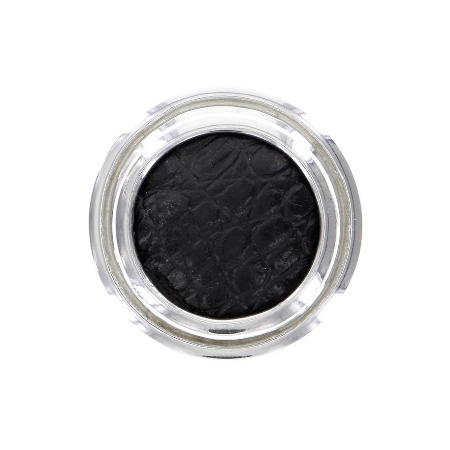 Vicenza Hardware 1 1/4" Knob with Insert in Polished Silver with Black Leather Insert