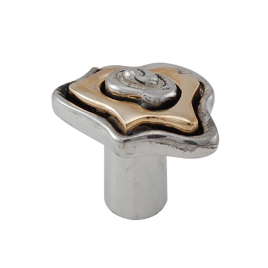 Vicenza Hardware Small Two Tone Wavy Knob in Silver And Gold