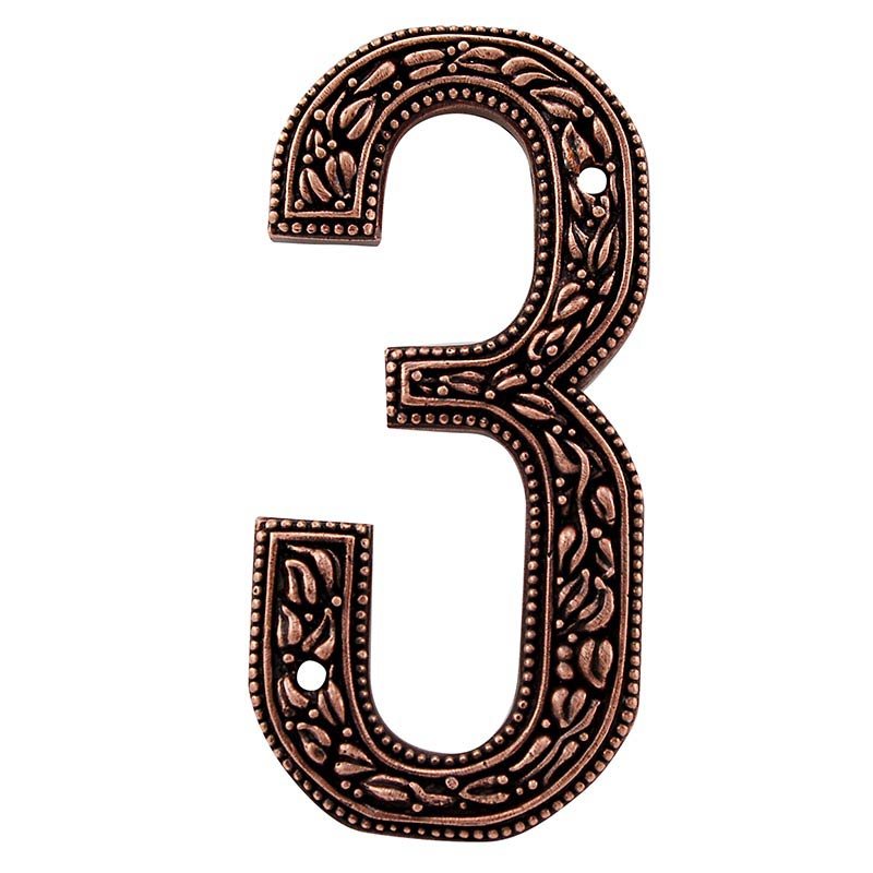 Vicenza Hardware 3 Number in Antique Copper