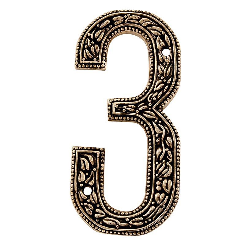 Vicenza Hardware 3 Number in Antique Gold