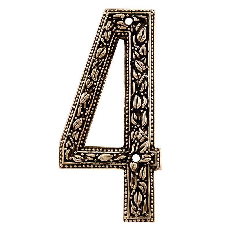 Vicenza Hardware 4 Number in Antique Gold