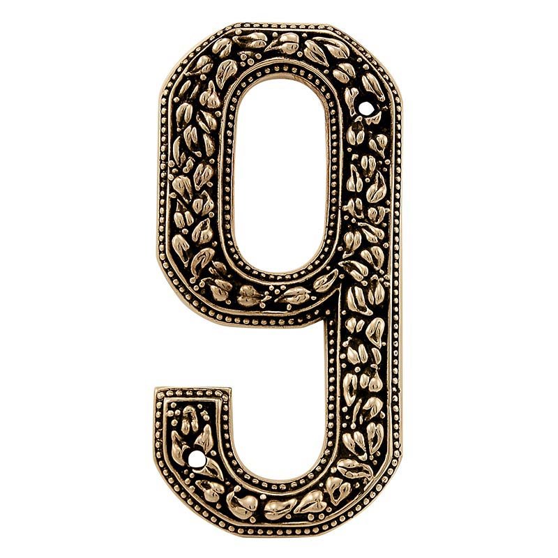 Vicenza Hardware 9 Number in Antique Gold