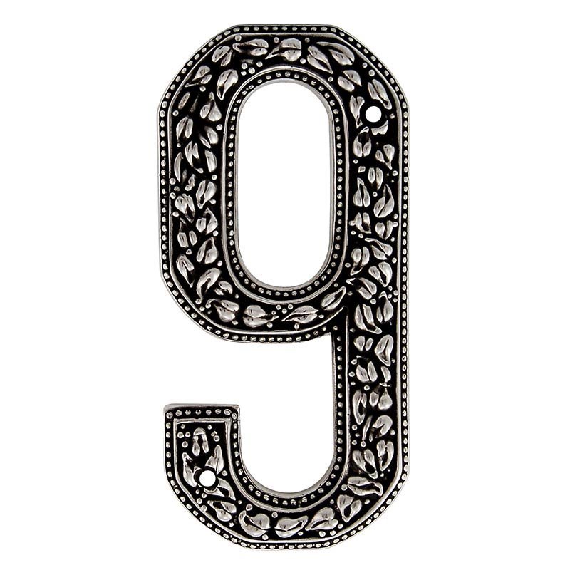 Vicenza Hardware 9 Number in Antique Silver