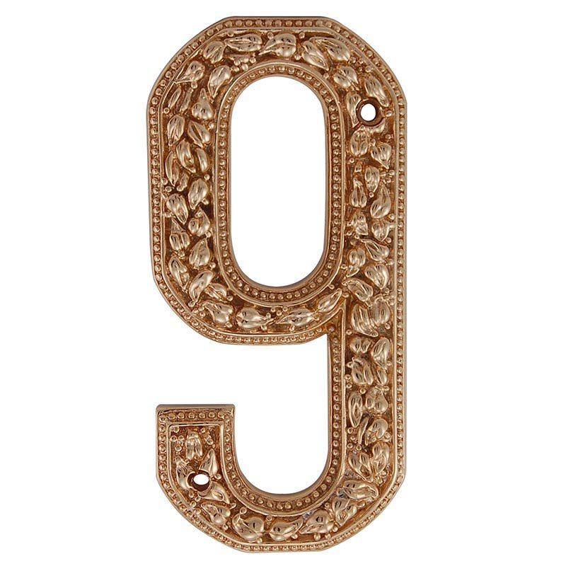 Vicenza Hardware 9 Number in Polished Gold