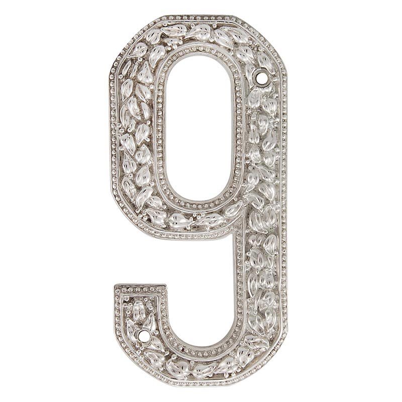 Vicenza Hardware 9 Number in Polished Silver