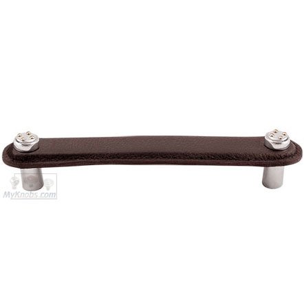 Vicenza Hardware Leather Collection 5" (128mm) Rochetta Pull in Brown Leather in Two Tone