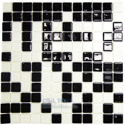 Vidrepur Recycled Glass Tile Mesh Backed Sheet in Black/White Mix