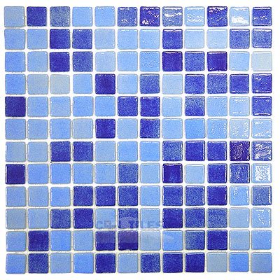 Vidrepur Recycled Glass Tile Mesh Backed Sheet in Fog Sky Blue / Fog Navy Blue