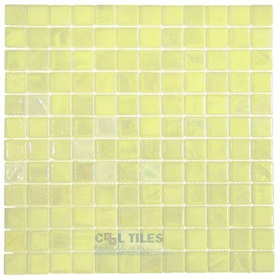 Vidrepur Recycled Glass Tile Mesh Backed Sheet in Brushed Lemon Iridescent