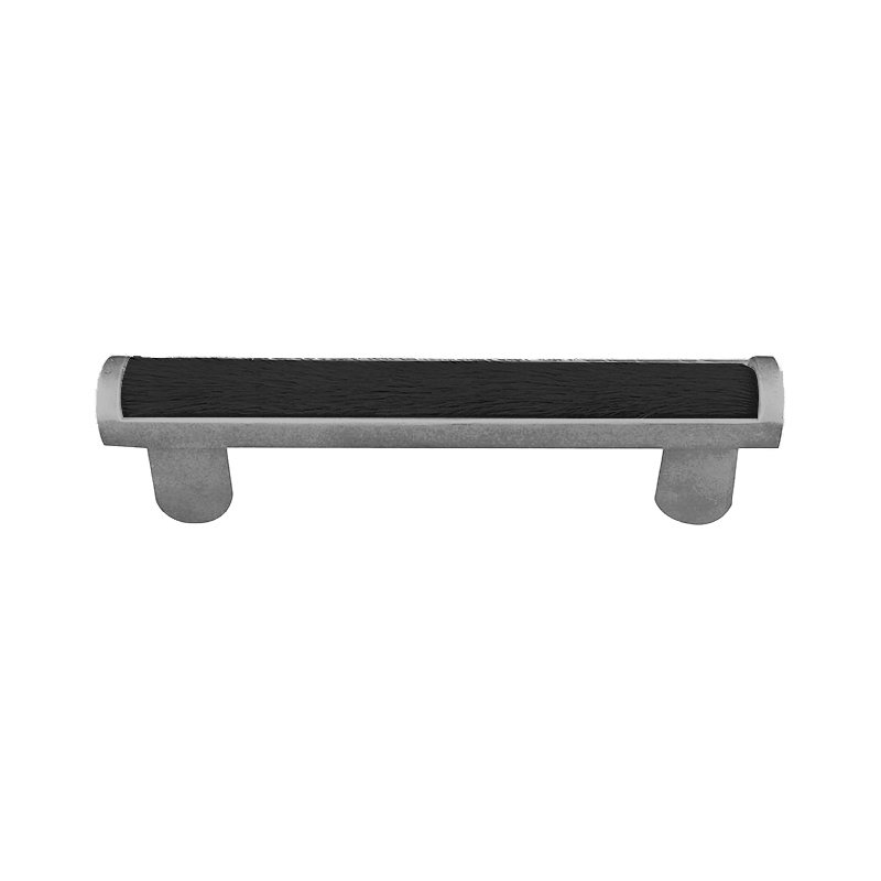 Vicenza Hardware 3" Centers Pull with Insert in Satin Nickel with Black Fur Insert