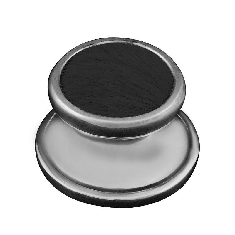 Vicenza Hardware 1 1/4" Knob with Insert in Antique Nickel with Black Fur Insert
