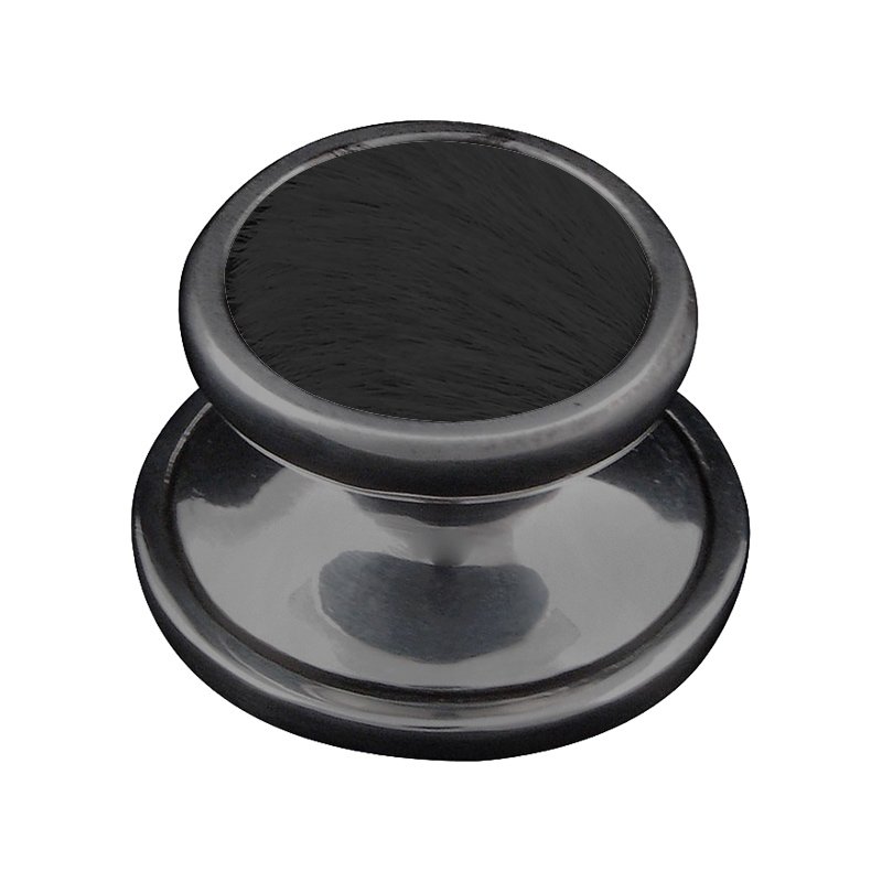 Vicenza Hardware 1 1/4" Knob with Insert in Gunmetal with Black Fur Insert