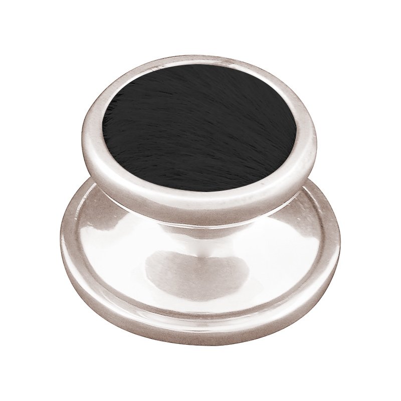 Vicenza Hardware 1 1/4" Knob with Insert in Polished Nickel with Black Fur Insert
