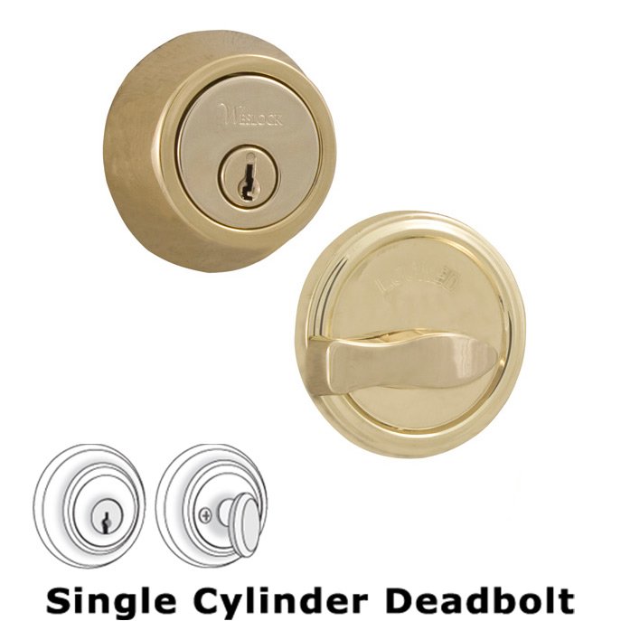 Weslock Door Hardware Model 671 Single Deadbolt Lock in Lifetime Polished Brass