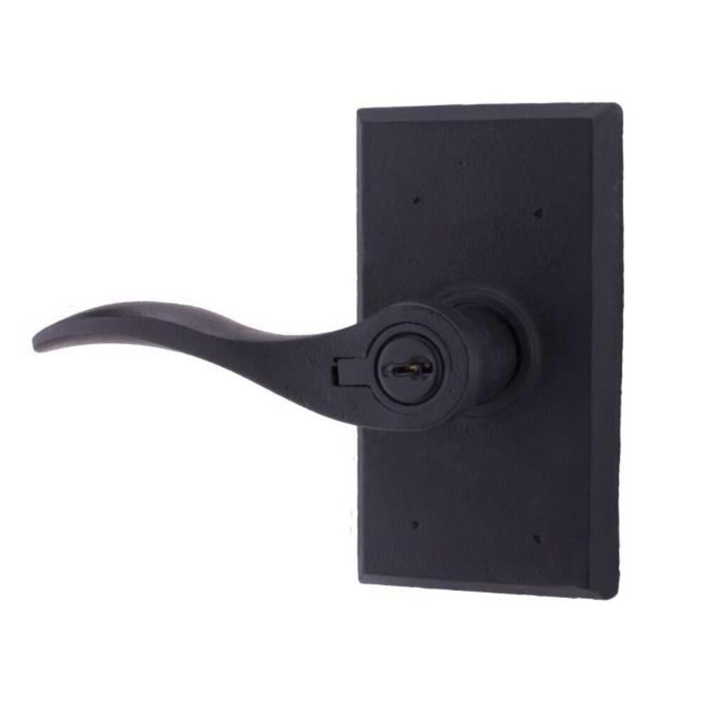 Weslock Door Hardware Left Handed Keyed Lever - Square Plate with Carlow Door Lever in Black