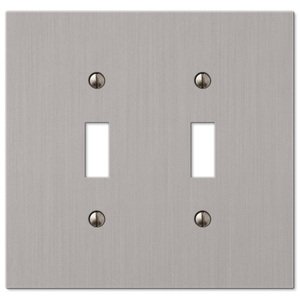 Amerelle Wallplates Double Toggle Wallplate in Brushed Nickel