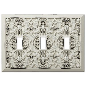Amerelle Wallplates Triple Toggle Wallplate in Antique White