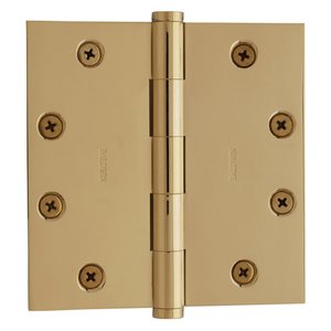 Baldwin Hardware 4 1/2" x 4 1/2" Square Corner Door Hinge in Unlacquered Brass