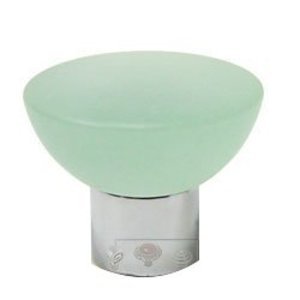 Cal Crystal Polyester Round Knob in Gloss Grey with Polished Chrome Base