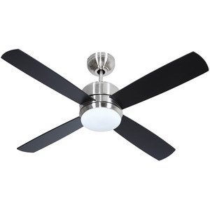 Craftmade 44" Ceiling Fan with Light Kit in Chrome and Opal Frost Glass with Integrated Blades