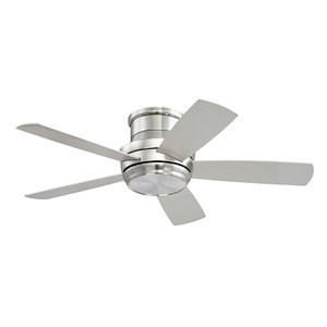 Craftmade 44" Ceiling Fan in Brushed Polished Nickel with Silver/Maple Blades and Matte White Glass