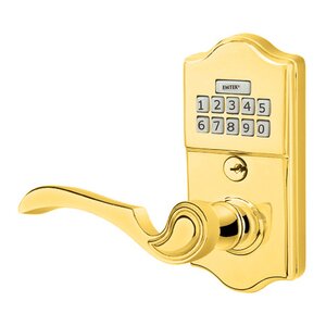Emtek Hardware Coventry Left Hand Classic Lever Storeroom Electronic Keypad Lock in Polished Brass