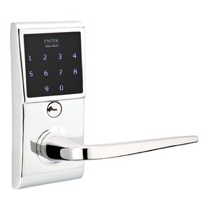 Emtek Hardware Athena Right Hand Emtouch Lever with Electronic Touchscreen Lock in Polished Chrome