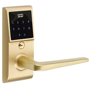 Emtek Hardware Athena Right Hand Emtouch Lever with Electronic Touchscreen Lock in Satin Brass