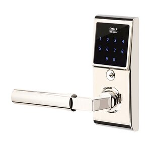 Emtek Hardware Hercules Left Hand Emtouch Lever with Electronic Touchscreen Lock in Polished Nickel