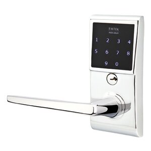 Emtek Hardware Hermes Left Hand Emtouch Lever with Electronic Touchscreen Lock in Polished Chrome