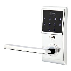 Emtek Hardware Helios Left Hand Emtouch Lever with Electronic Touchscreen Lock in Polished Chrome