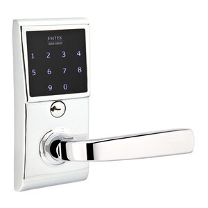 Emtek Hardware Sion Right Hand Emtouch Lever with Electronic Touchscreen Lock in Polished Chrome