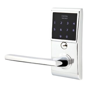 Emtek Hardware Helios Left Hand Emtouch Storeroom Lever with Electronic Touchscreen Lock in Polished Chrome