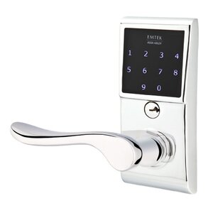 Emtek Hardware Luzern Left Hand Emtouch Storeroom Lever with Electronic Touchscreen Lock in Polished Chrome