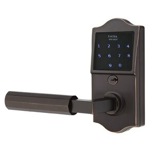 Emtek Hardware Emtouch Classic - L-Square Faceted Lever Electronic Touchscreen Lock in Oil Rubbed Bronze