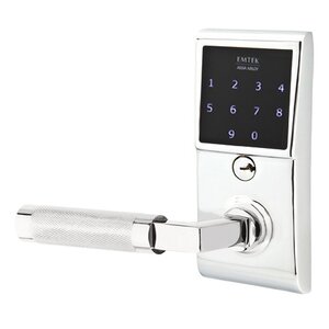 Emtek Hardware Emtouch - L-Square Knurled Lever Electronic Touchscreen Lock in Polished Chrome