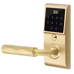 Emtek Hardware Emtouch - R-Bar Tribeca Lever Electronic Touchscreen Storeroom Lock in Satin Brass