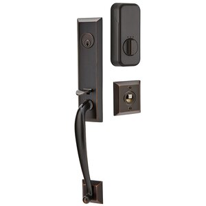 Emtek Hardware Adams Handleset with Empowered Smart Lock Upgrade and Coventry Left Handed Lever in Oil Rubbed Bronze