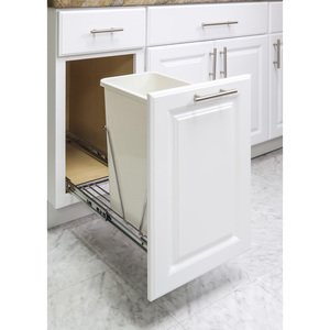 11 Minutes Installation Single Trash Can Pull-Out System with Can Chrome